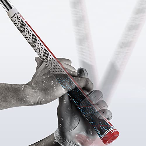 Geoleap Golf Grips Set of 13- Back Rib Improved Control，Multi Compound Rubber And Cord Hybrid Golf Club Grips, Standard/Mdisize, 5 Colors Optional. (Midsize, Gray) - Image 4