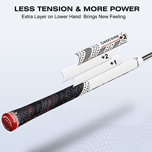 Geoleap Golf Grips Set of 13- Back Rib Improved Control，Multi Compound Rubber And Cord Hybrid Golf Club Grips, Standard/Mdisize, 5 Colors Optional. (Midsize, Gray) - Image 5