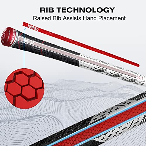 Geoleap Golf Grips Set of 13- Back Rib Improved Control，Multi Compound Rubber And Cord Hybrid Golf Club Grips, Standard/Mdisize, 5 Colors Optional. (Midsize, Gray) - Image 3