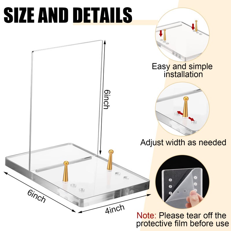 RattanView Acrylic Easel Book Stand 4 x 6 x 6 Inch for Display Clear Plate Stand with Adjustable Gold-toned Hardware Easel Plate Picture Display Holder for Cookbook Picture Frame Magazine - Image 2
