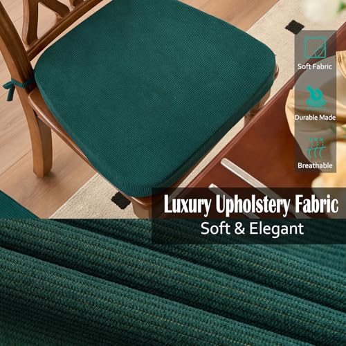Nobildonna 2'' Thick High-Density Foam Indoor Chair Cushions | Dining Chair Pads with Ties, Removable Washable Cover, Kitchen Chair Cushions 17"x16",Hunter Green 2 Pack - Image 3