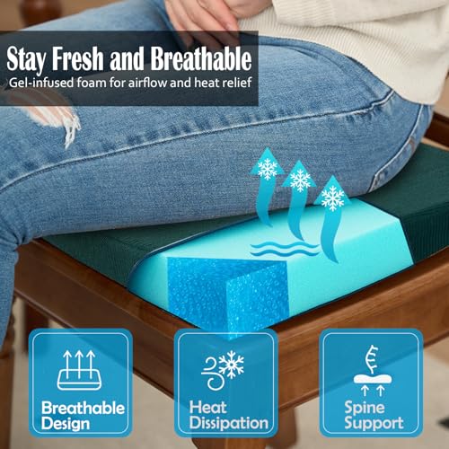 Nobildonna 2'' Thick High-Density Foam Indoor Chair Cushions | Dining Chair Pads with Ties, Removable Washable Cover, Kitchen Chair Cushions 17"x16",Hunter Green 2 Pack - Image 5