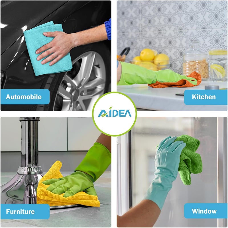 AIDEA Microfiber Cleaning Cloth, 200PK, Absorbent Shop Rags, Microfiber Towels for Cars, Kitchen Towels, Dusting Cloth for Home, Window, Cleaning Supplies, 12"×12" - Image 4