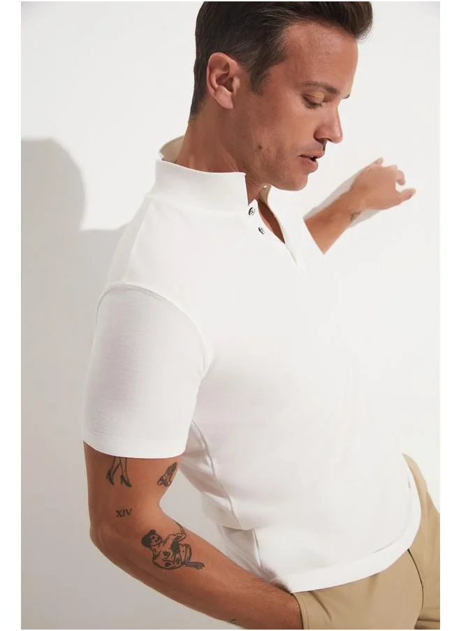 جون June Men Necked T-Shirt White