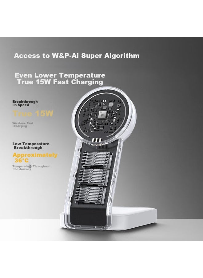 W&p Apple Wireless Charger Three-in-one Qi2 Certified Magnetic Portable Stand 15w Fast Charging Base For Iphone 16 Mobile Phone Earphones Apple Iwatch Watch Wp
