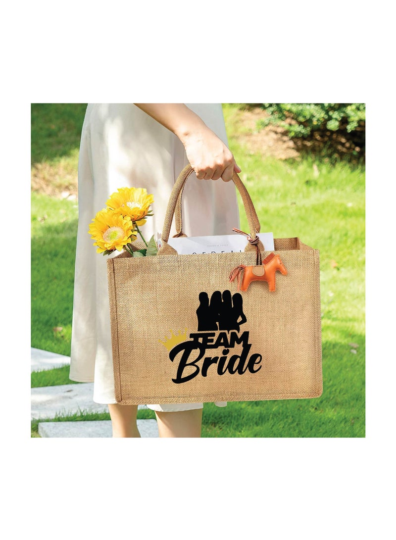 PRINTSHOP4ME Team Bride Jute Totes - Eco-Friendly Gifts for Every Team Member - Bridesmaids Besties - Weddings and Bridal Showers Jute Bag  - Image 4
