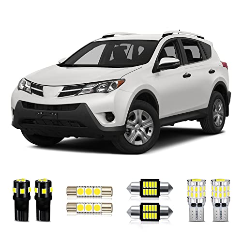 MEALAM White LED Bulbs Package Kit Compatible with 20062012 2013 2014 2015 Toyota RAV4 Interior Map Dome Light License Plate Light and Install Tool 8 Piece