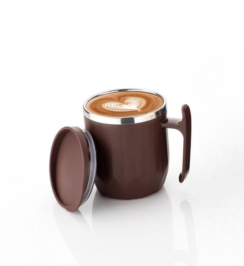 RILION Coffee Mug with Lid Insulated Stainless Steel for Tea Milk Mug Inner Stylist Double Wall Cup for Home & Office Use, Mugs to Gift to Best Friend, Tea Mugs Pack of 1 Pcs - Image 2