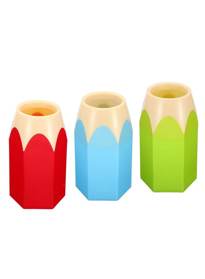 باتيكيل حامل أقلام باتيكيل، عبوة من 3 قطع، حامل أقلام بلاستيكي لطيف للمكتب، منظم أقلام على شكل كوب، أزرق، أخضر، أحمر - Image 1