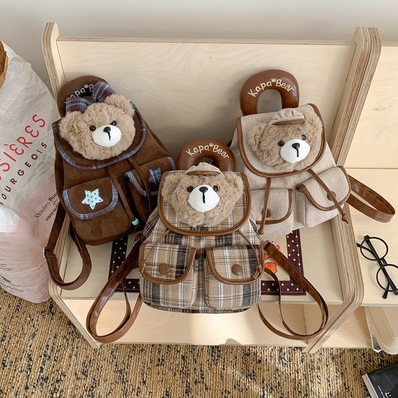 Plush Bear Head Flap Backpack - Image 1