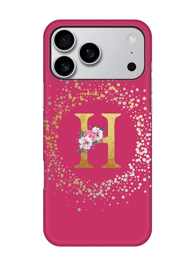 Stylizedd For iPhone 17 Pro Max,Case, [Compatible with MagSafe] Magnetic cover Slim fit Protection Matte, - Custom Monogram Floral - H ( Deep Pink )