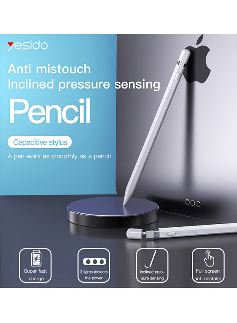 Yesido Yesido ST08 High Precision Oxidized Black Matte White Rechargeable Active Stylus Pen For ipad - White  - Image 3