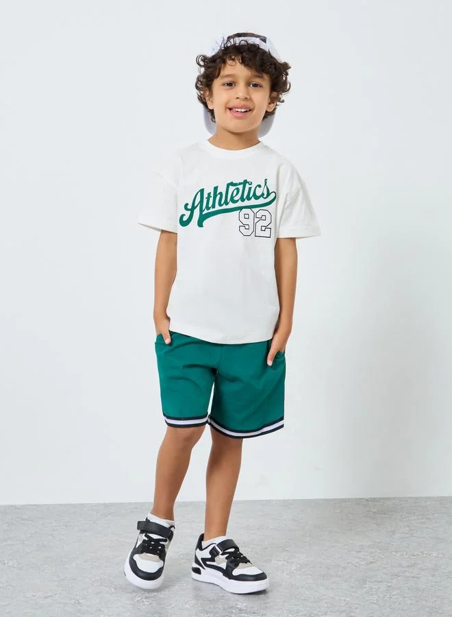 ستايلي Styli Boys Athletics Print T-Shirt and Shorts Set