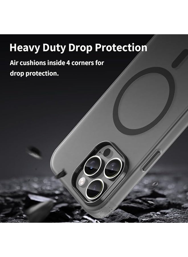 حافظة آيفون 16 برو، مغناطيسية [متوافقة مع ماغسيف] غلاف مغطى بالثلج، [مضادة للسقوط ومقاومة للصدمات][لا تصفر] غلاف خلفي، حافظة رقيقة تشعر بالجلد لجهاز آبل آيفون 16 برو، أسود شفاف - Image 2