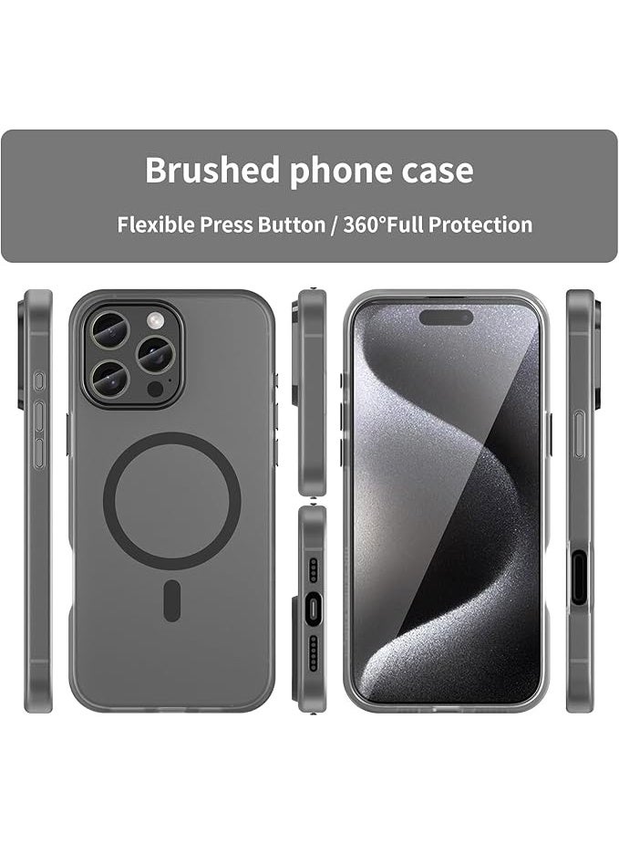 حافظة آيفون 16 برو، مغناطيسية [متوافقة مع ماغسيف] غلاف مغطى بالثلج، [مضادة للسقوط ومقاومة للصدمات][لا تصفر] غلاف خلفي، حافظة رقيقة تشعر بالجلد لجهاز آبل آيفون 16 برو، أسود شفاف - Image 4