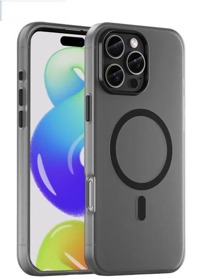 حافظة آيفون 16 برو، مغناطيسية [متوافقة مع ماغسيف] غلاف مغطى بالثلج، [مضادة للسقوط ومقاومة للصدمات][لا تصفر] غلاف خلفي، حافظة رقيقة تشعر بالجلد لجهاز آبل آيفون 16 برو، أسود شفاف - Image 1