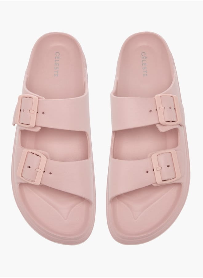 Celeste Womens Buckle Accent Slide Slippers With Slip-On Closure  - Image 2