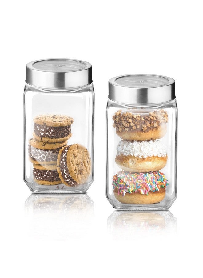 TREO تريو من ميلتون جرة تخزين زجاجية مكعبة، مجموعة من 2، سعة 800 مل لكل واحدة، شفافة | خالية من BPA | جرة تخزين | منظم مطبخ | وحدات | جرة متعددة الاستخدامات - Image 1