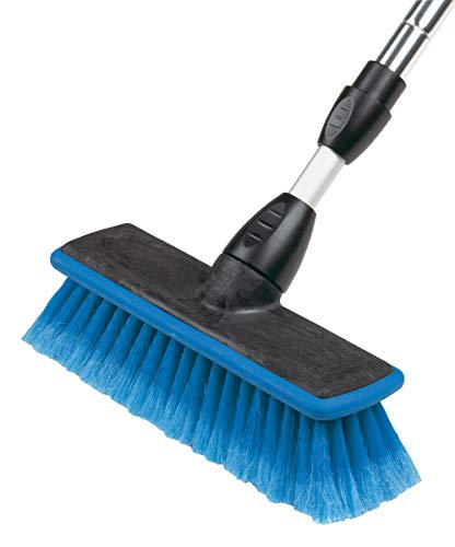 Carrand 93089 Flow-Thru 10" Wash Brush with 68" Aluminum Extension Pole , Black - Image 2