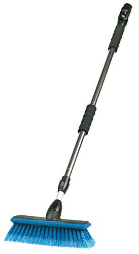 Carrand 93089 Flow-Thru 10" Wash Brush with 68" Aluminum Extension Pole , Black - Image 1