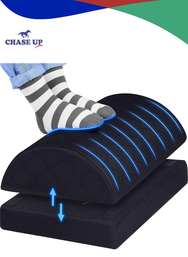 Chase Up Foot Rest for Under Desk at Work Adjustable Foam for Office and Home, Office Desk Accessories，Comfortable Footrest with 2 Adjustable Heights，Back & Hip Pain Relief (Black) - Image 1