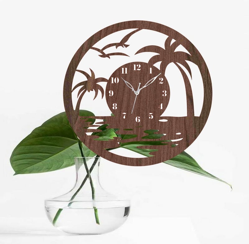 ADK Wall Clock MDF Wood Modern Clock Trendy Silent NonTicking Battery Operated Wall Clocks for Living RoomHomeKitchenBedroomOfficeSchool Decor DN34 Brown 15 - Image 5