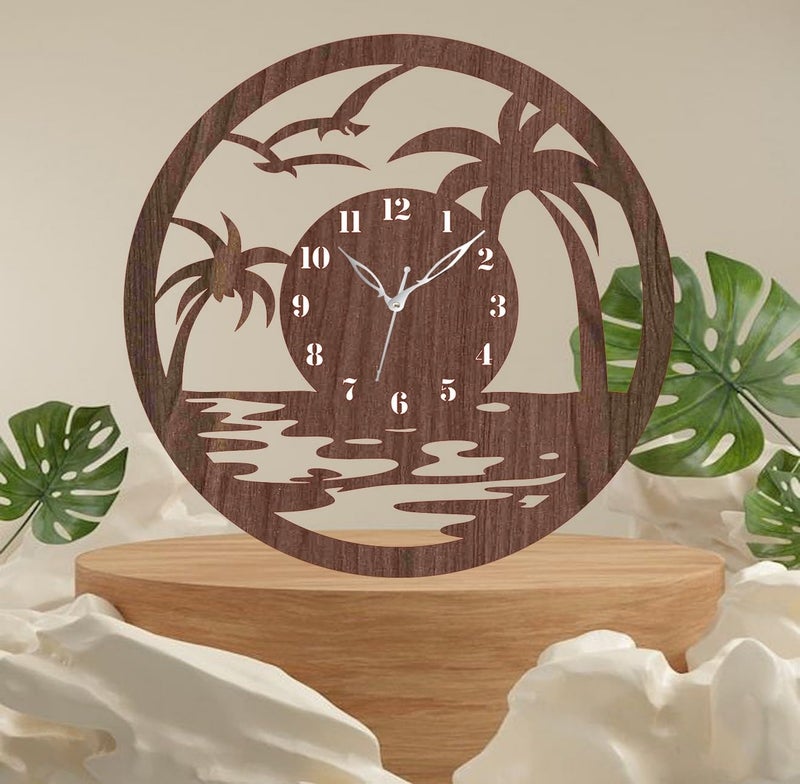 ADK Wall Clock MDF Wood Modern Clock Trendy Silent NonTicking Battery Operated Wall Clocks for Living RoomHomeKitchenBedroomOfficeSchool Decor DN34 Brown 15 - Image 2