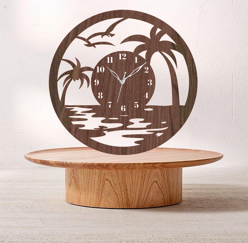 ADK Wall Clock MDF Wood Modern Clock Trendy Silent NonTicking Battery Operated Wall Clocks for Living RoomHomeKitchenBedroomOfficeSchool Decor DN34 Brown 15 - Image 3