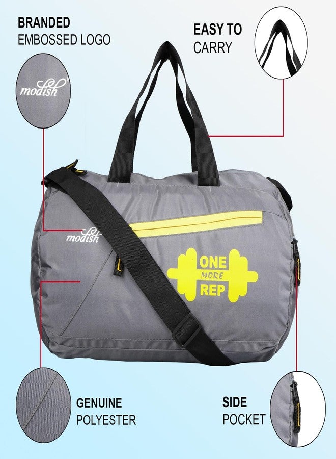 موديش حقيبة رياضية عصرية من البوليستر/حقائب رياضية للجنسين/حقيبة كتف للرجال والنساء/حمل ملحقات الصالة الرياضية/حقيبة لياقة بدنية/حقيبة رياضية وسفر/طقم رياضي (رمادي) - Image 2
