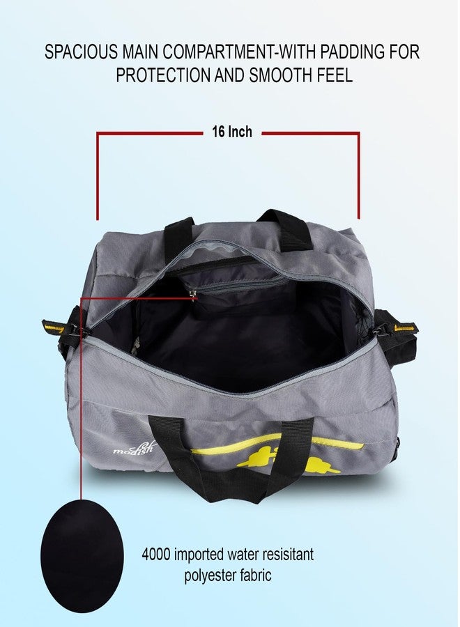 موديش حقيبة رياضية عصرية من البوليستر/حقائب رياضية للجنسين/حقيبة كتف للرجال والنساء/حمل ملحقات الصالة الرياضية/حقيبة لياقة بدنية/حقيبة رياضية وسفر/طقم رياضي (رمادي) - Image 5