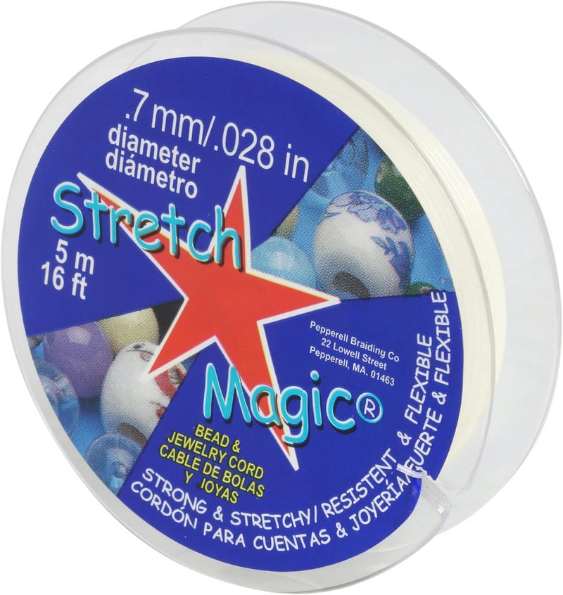 Stretch Magic Elastic Beading Cord – Pearl Color, 0.7mm in Diameter, 5-Meter (16 ft) - Easy to Knot, Strong & Stretchy String for Making Beaded Jewelry - Image 1