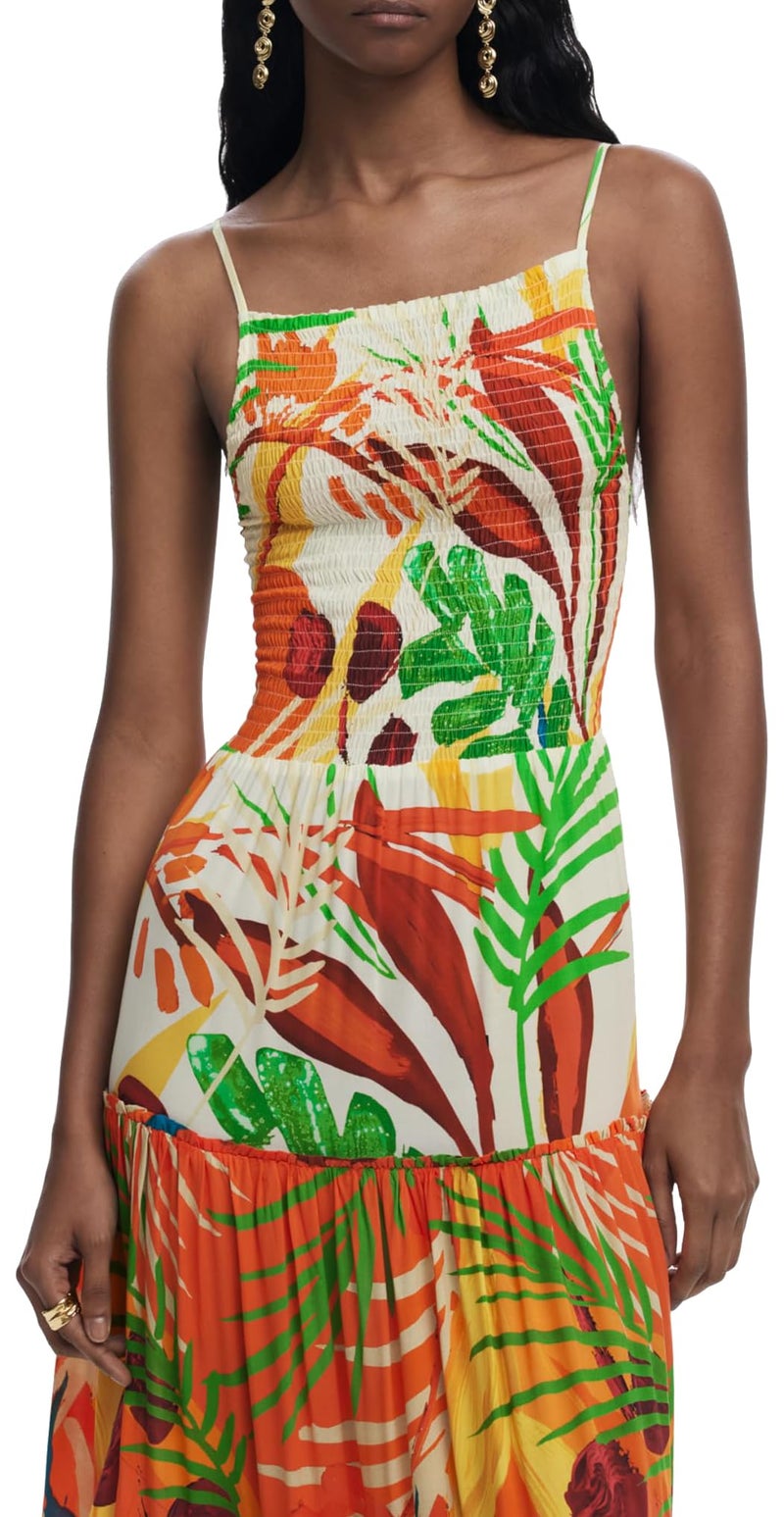 Desigual Womens Tropical Ruffle Dress