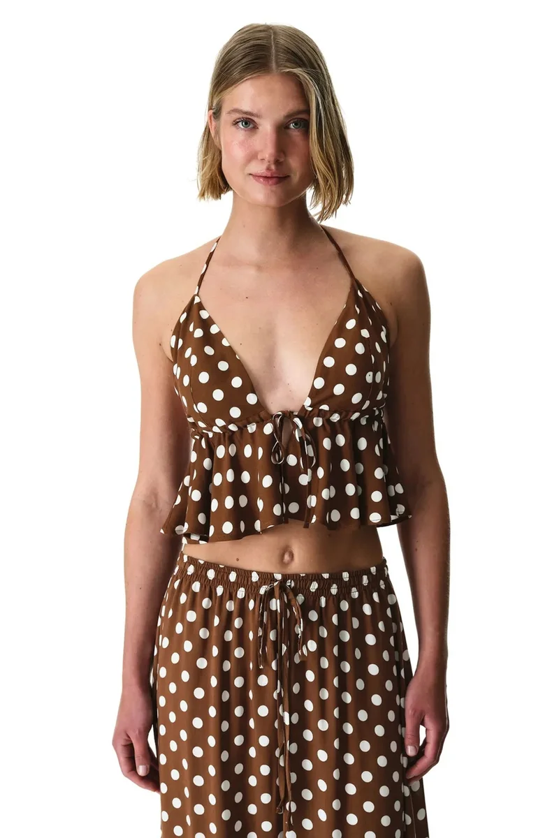 Penti PENTI Polka Dot Ruffled Bikini Top