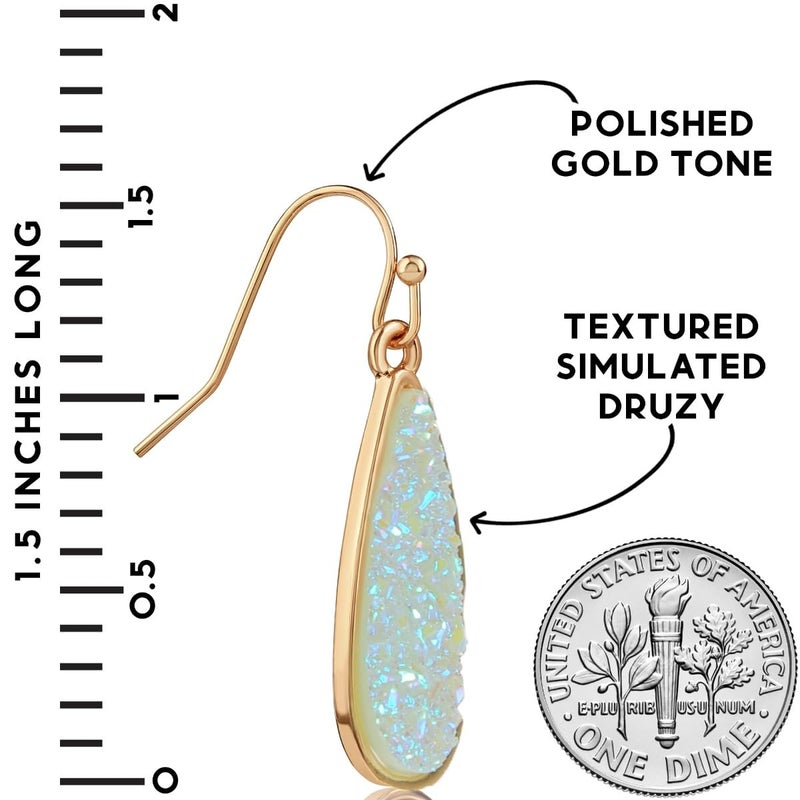 Humble Chic NY Teal Earrings for Women - Green Dangle Earrings, Mint Green Earrings for Women Dangle, Light Blue Earrings, Green Stone Earrings, Simulated Turquoise Earrings Aqua Simulated Druzy Teardrop Earrings - Image 4