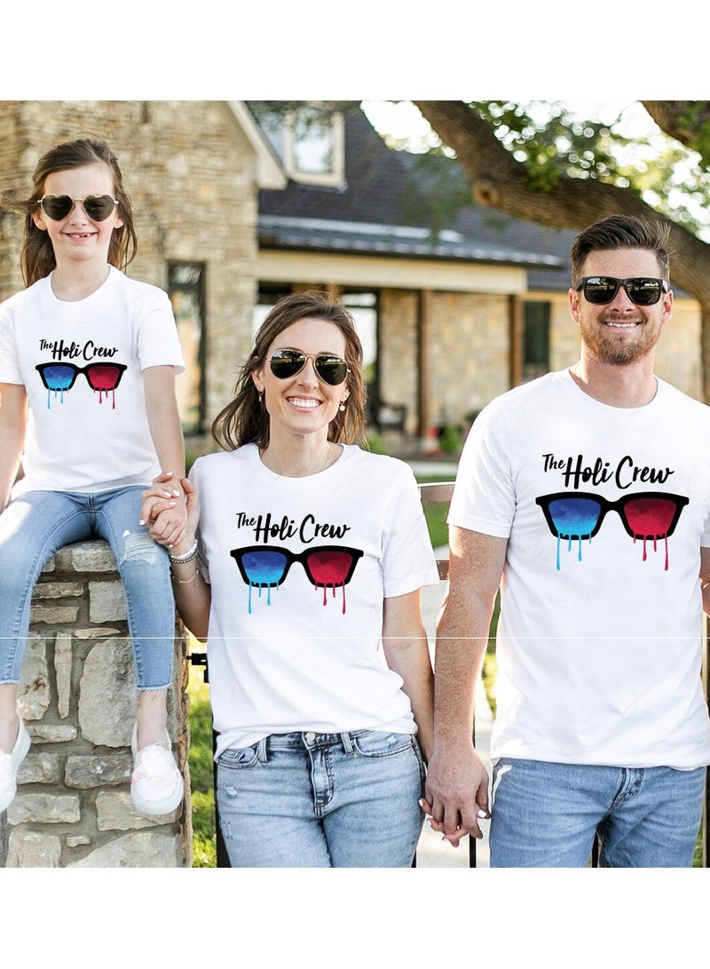 برينت شوب فور مي احتفال هولي - تي شيرتات عائلية متطابقة - تي شيرت عائلة هولي - تي شيرت هولي هاي المطابق للرجال والنساء والأطفال برقبة دائرية من Holi Famliy - Image 4
