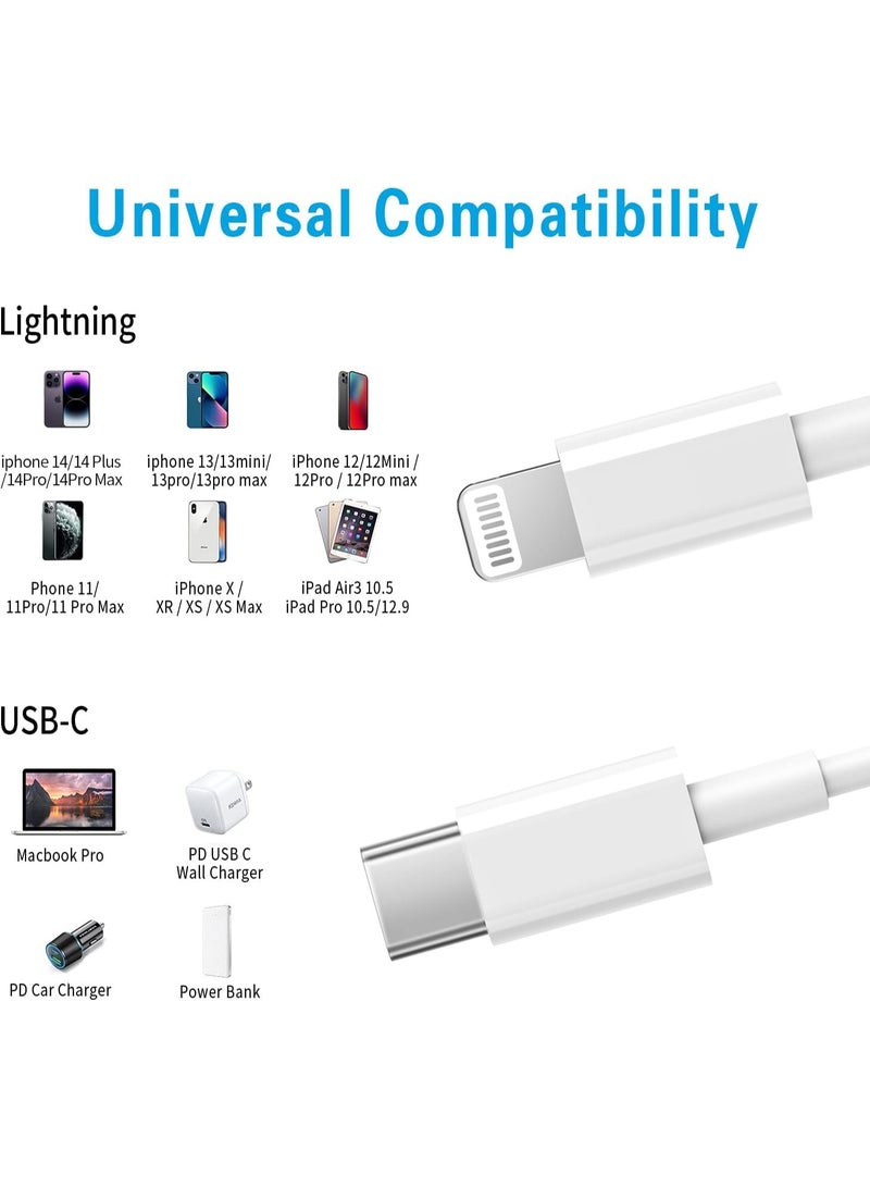 والبك كابل شحن سريع USB-C إلى Lightning بقوة 20 واط وطول 1 متر [معتمد من MFi]، متوافق مع أجهزة iPhone 14/13/12/11/XS/XR/X/8/iPad، لون أبيض - Image 5