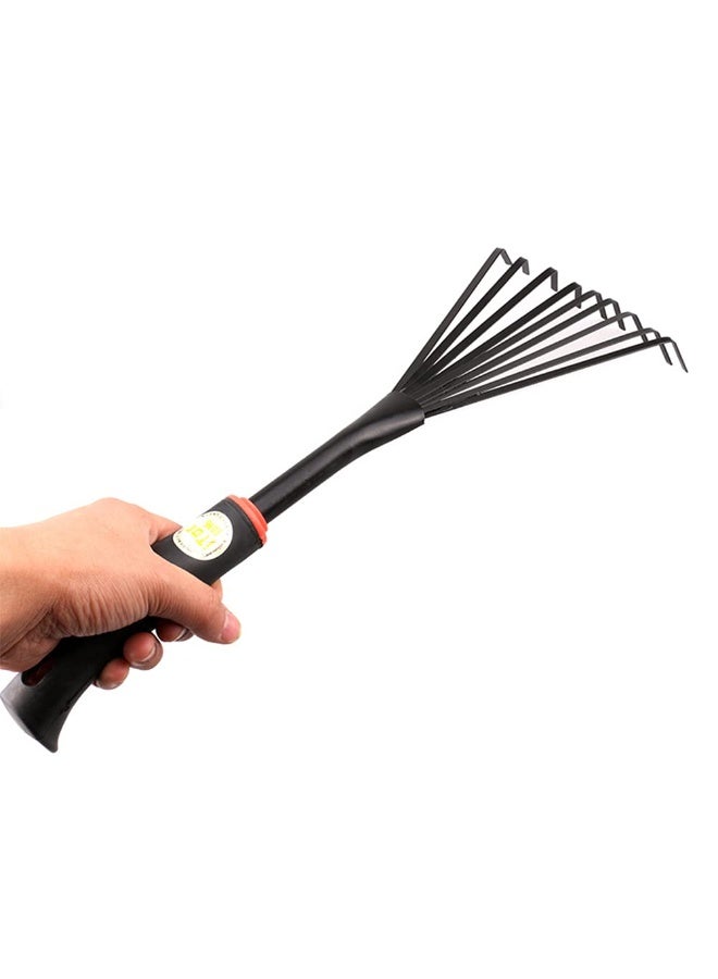 9-Tine Steel Hand Rake with Ergonomic Comfort Grip - Small Garden Leaf Rake for Planting, Weeding, and Soil Loosening - Image 2