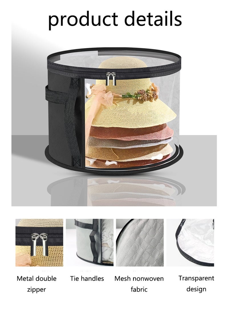 1pc Durable Foldable Hat Storage Box with Reinforced Handles, Dual Zipper, and Safety Straps - Lightweight, Portable, and Versatile for Cowboy, Sun, and Beach Hats, Clothing, and Commuter Accessories - Black, Non-Woven, No Print, Hand Washable  - Image 4