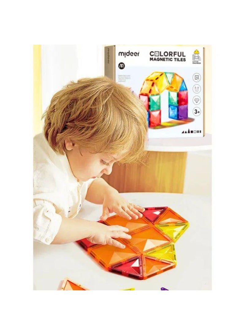 MiDeer بلاط مغناطيسي ملون – 100 قطعة إصدار مميز | كتل بناء مغناطيسية بحجم كبير 75 مم للأطفال | مغناطيسات قوية 8 نقاط، ألوان شفافة، آمنة ومتينة | لعبة STEM مع حقيبة تخزين | للأعمار 3 سنوات فما فوق - Image 3