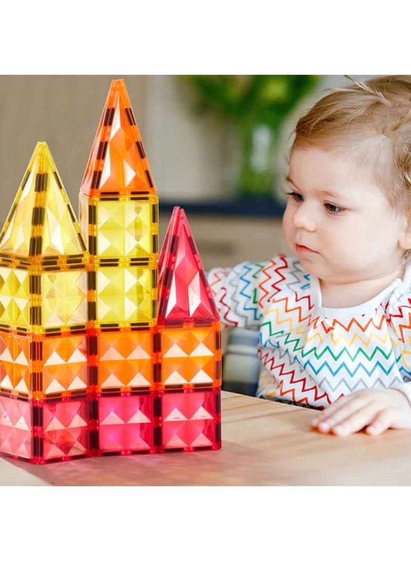 MiDeer بلاط مغناطيسي ملون – 100 قطعة إصدار مميز | كتل بناء مغناطيسية بحجم كبير 75 مم للأطفال | مغناطيسات قوية 8 نقاط، ألوان شفافة، آمنة ومتينة | لعبة STEM مع حقيبة تخزين | للأعمار 3 سنوات فما فوق - Image 5
