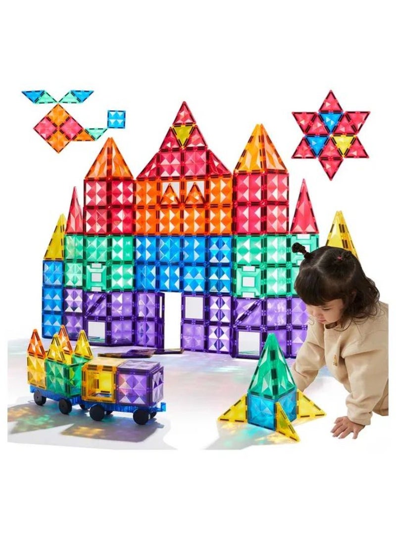MiDeer Colorful Magnetic Tiles – 100 PCS Distinctive Edition | Oversized 75mm Magnetic Building Blocks for Kids | Strong 8-Point Magnets, Translucent Colors, Safe & Durable | STEM Toy with Storage Bag | Ages 3+ - Image 1