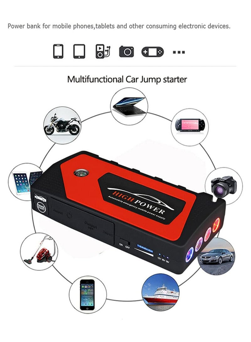 Generic Car Jump Starter Power Bank, Riloer 69800 mAh 12 V 600 A Peak Portable Emergency Car Jump Starter Pack Booster Battery Charger Power Bank for Use in Car, Motorcycle  - Image 5