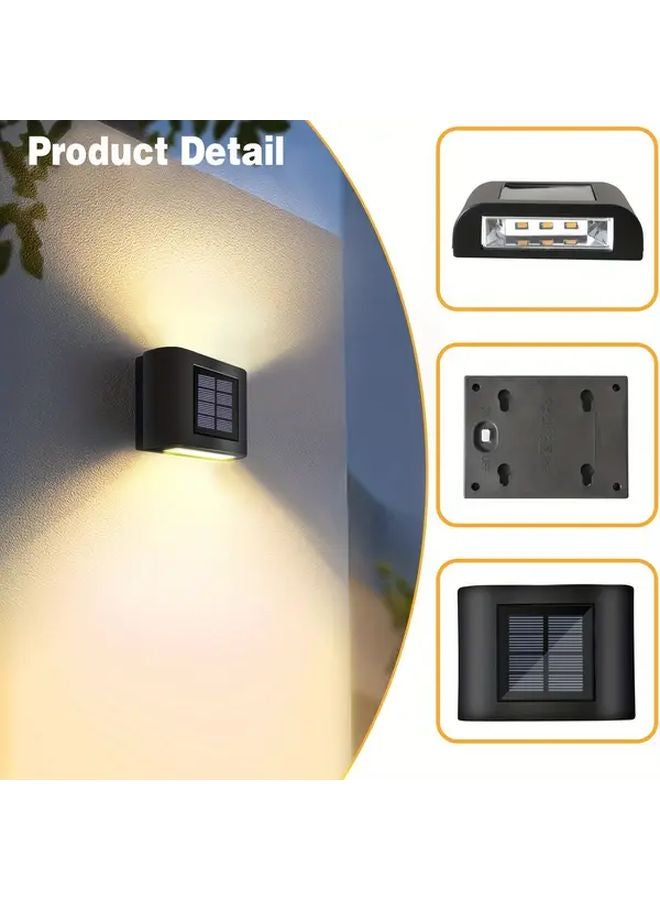 مشعل جدار LED شمسي، 6 مصابيح LED، ضوء دافئ، مصباح أمني خارجي، بلاستيك ABS - Image 3