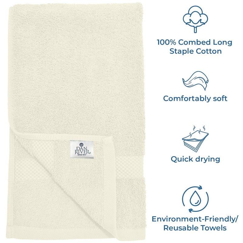 DAN RIVER 6-Pack Premium Hand Towels (16x28 Inches) - 100% Cotton, Ultra Soft, Lightweight, Highly Absorbent Towels for Bathroom, Spa, Gym, Salon, Hotel, and Travel - Ivory - Image 3