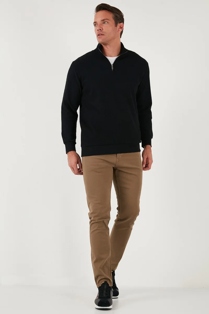 Buratti Cotton Regular Fit Half Zipper Stand Collar Sweat Men's Sweat 5905716