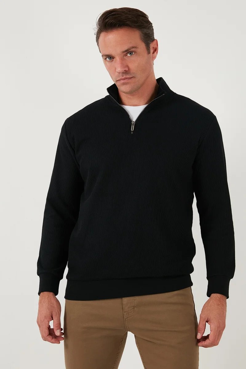Buratti Cotton Regular Fit Half Zipper Stand Collar Sweat Men's Sweat 5905716