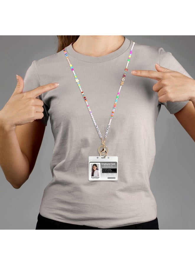 MyfavoriteK Colorful Beaded Lanyard for ID Badge Fun Necklace Teacher Lanyard Cute Lanyard for Teachers Nurses Students, Teach, Standard Lengh - Image 3