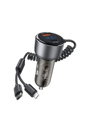 شاحن سيارة سريع Yesido Y58 ثنائي المنافذ PD + QC3.0 بقوة 60 واط، مزود بمنفذ USB-C / Type-C وكابل زنبركي 8 دبابيس - pzsku/Z30A22C125B2DB841F6EAZ/45/1742508237/037115e2-fe08-453d-a8f9-8cf549cf6b02