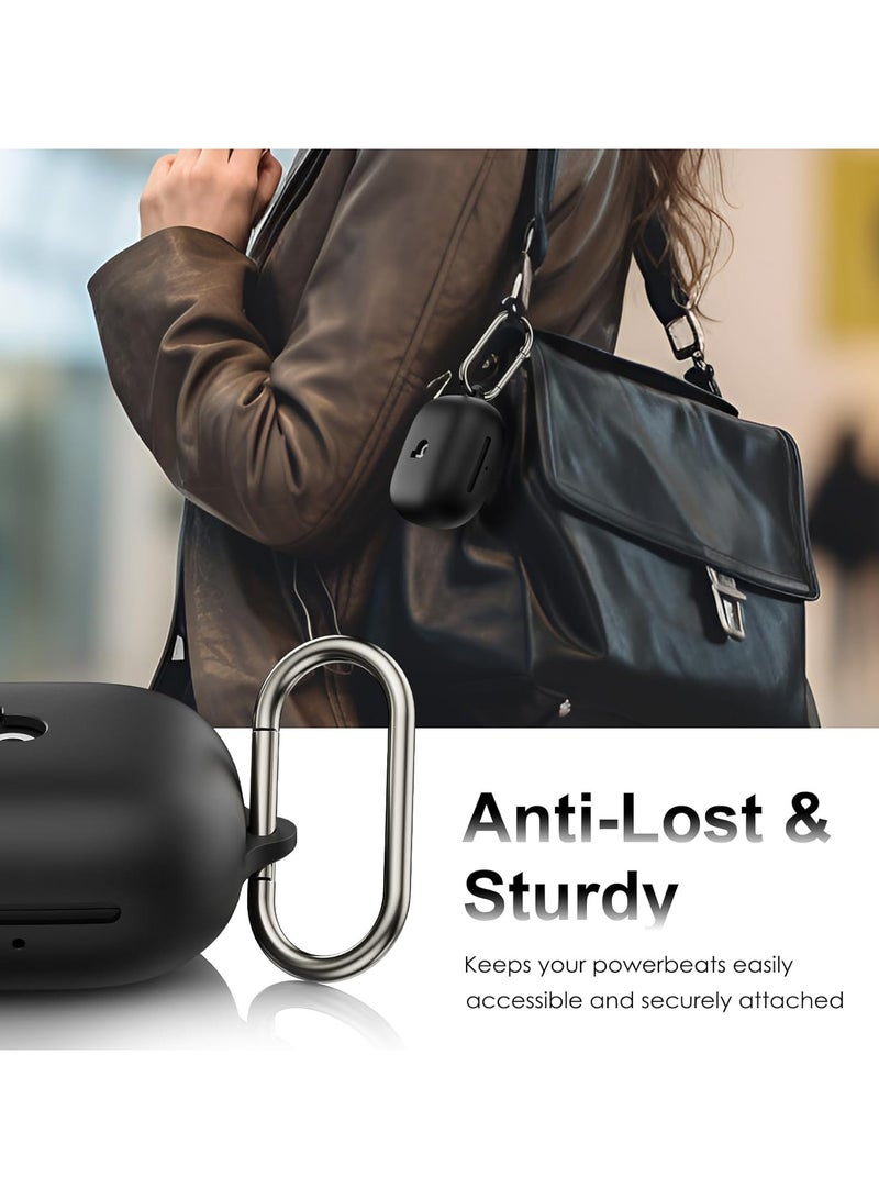 Compatible with Beats Powerbeats Pro 2 Case Cover, Soft Silicone Shockproof Protective Skin Case for Beats Powerbeats Pro 2 2025 with Cleaner Kit & Carabiner, Top Logo Visible (Black) - Image 5