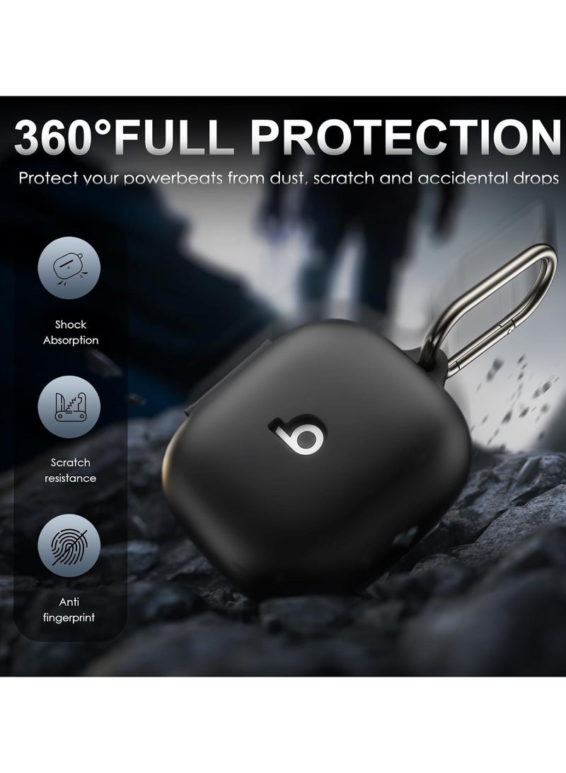 Compatible with Beats Powerbeats Pro 2 Case Cover, Soft Silicone Shockproof Protective Skin Case for Beats Powerbeats Pro 2 2025 with Cleaner Kit & Carabiner, Top Logo Visible (Black) - Image 3